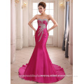 Alibaba Elegant Long New Designer rose Red Color Chiffon Mermaid Evening Dresses Or Bridesmaid Dress With Heavy Bead LE28